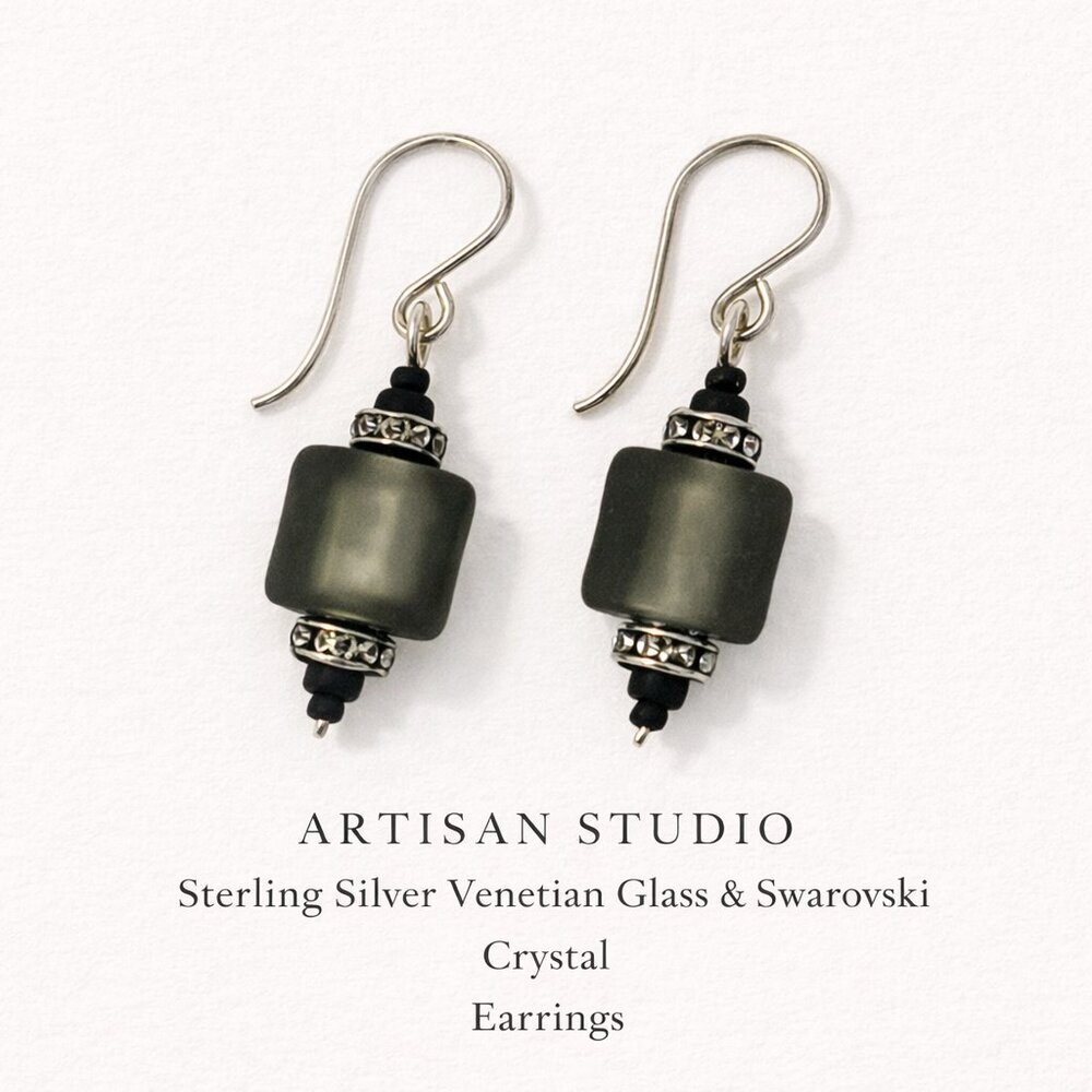 Sterling Silver Venetian Glass & Swarovski Crystal Earrings | Artisan Studio
